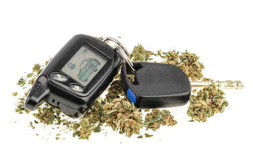 Car keys lying in marijuana