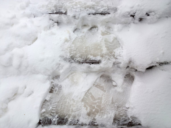 Snow-covered steps